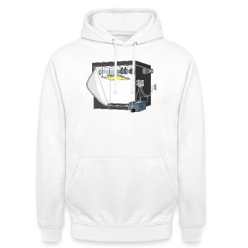 Tente de culture au cannabis, boîte à culture de cannabis, tente de culture - Sweat-shirt à capuche unisexe - blanc - Devant - AI Model Male 185 dark (185cm) & AI Model Female 172 dark (172cm)