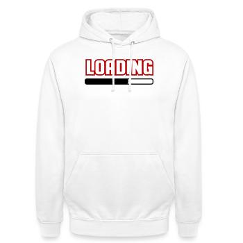 Chargement - Sweat-shirt à capuche unisexe - blanc - Devant - AI Model Male 185 dark (185cm) & AI Model Female 172 dark (172cm)