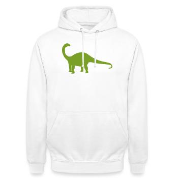 Silhouette de dinosaure vert - Sweat-shirt à capuche unisexe - blanc - Devant - AI Model Male 185 dark (185cm) & AI Model Female 172 dark (172cm)