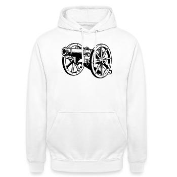 Cannon - Unisex Hoodie - white - Front - AI Model Male 185 dark (185cm) & AI Model Female 172 dark (172cm)