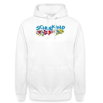 Schulkind  - Unisex Hoodie - Weiß - Vorne - AI Model Male 185 dark (185cm) & AI Model Female 172 dark (172cm)