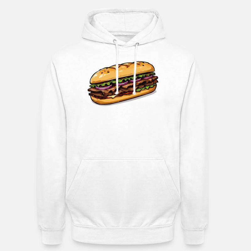 Illustration de sandwich - Sweat-shirt à capuche unisexe - blanc