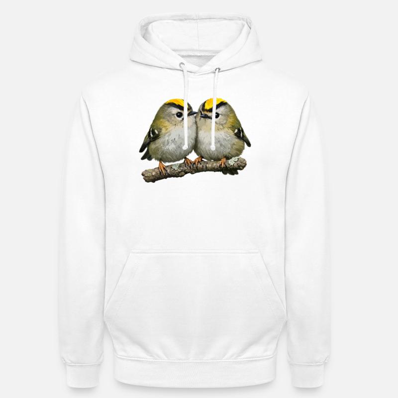 Duo de Firecrests sur Branch - Sweat-shirt à capuche unisexe - blanc