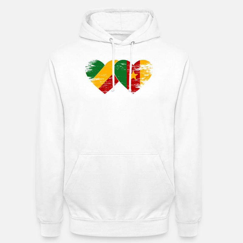 Kongo_Kamerun_Flagge_Herz_used - Sweat-shirt à capuche unisexe - blanc