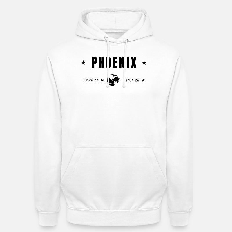 Phoenix, Arizona, coordonnées : planète Terre - Sweat-shirt à capuche unisexe - blanc