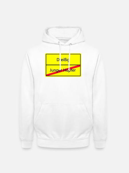 Warnschild Humor: Junger Hüpfler - Unisex Hoodie - Weiß