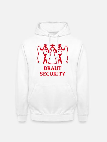 Braut Security (JGA Polterabend Peitsche / Red) - Unisex Hoodie - Weiß