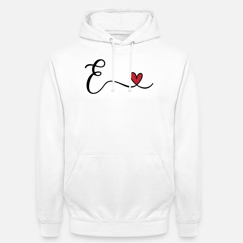 Monogramme de la lettre E - Sweat-shirt à capuche unisexe - blanc