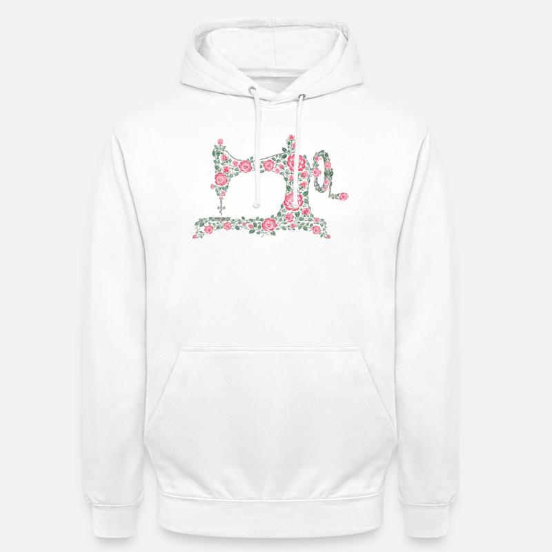 machine à coudre - Sweat-shirt à capuche unisexe - blanc
