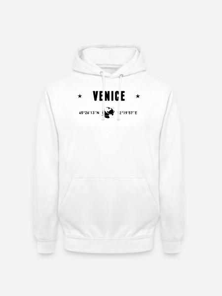 Venise, Italie, coordonnées GPS, globe - Sweat-shirt à capuche unisexe - blanc