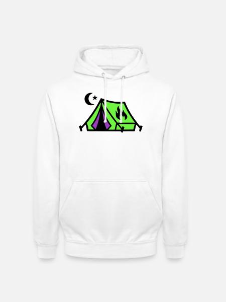 Tent Campfire Festival Icon - Unisex Hoodie - white