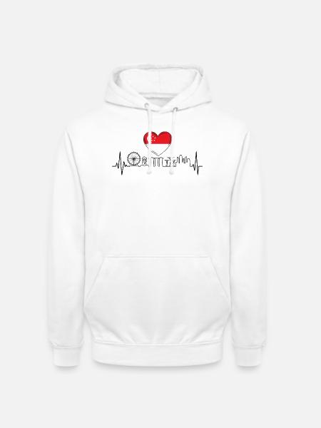Singapur Skyline Herzschlag Asiatisch - Unisex Hoodie - Weiß