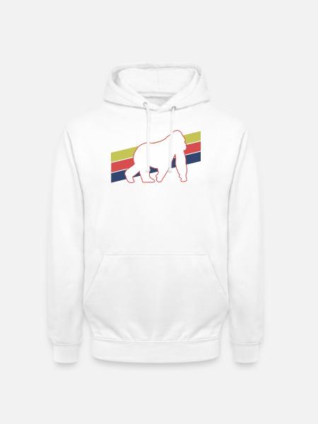 Affe Silhouette Retro - Unisex Hoodie - Weiß