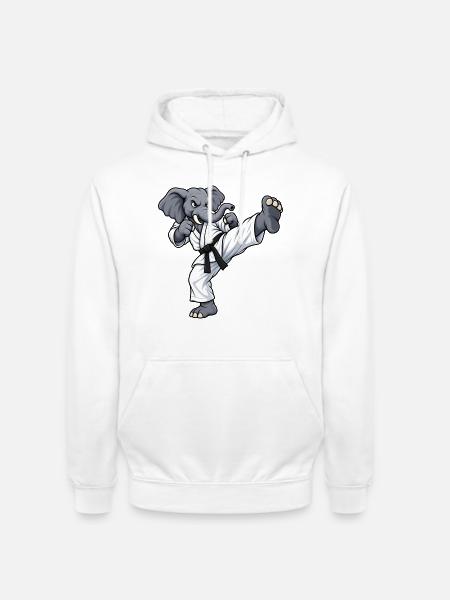Elefant beim Karate - Unisex Hoodie - Weiß