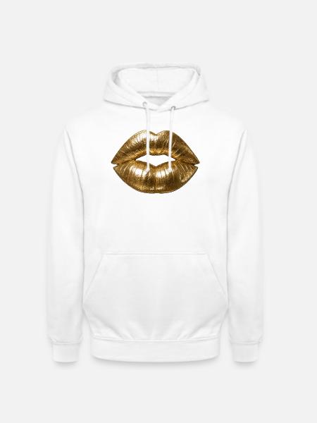 Goldene Lippen - Unisex Hoodie - Weiß