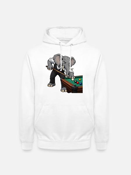 Elefant beim Billard - Unisex Hoodie - Weiß