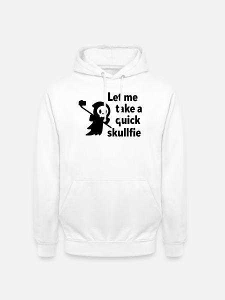Skelett-Selfie mit Selfie-Stick - Unisex Hoodie - Weiß