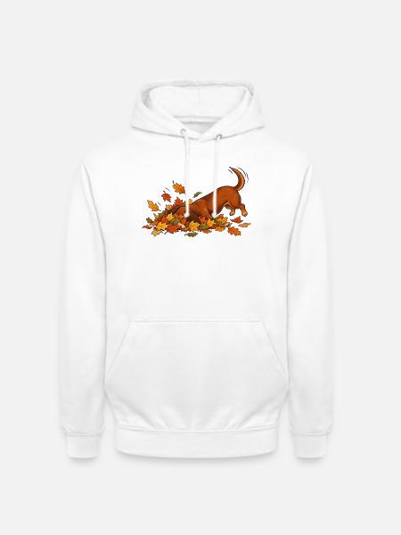 Dackel im Herbstlaub - Unisex Hoodie - Weiß