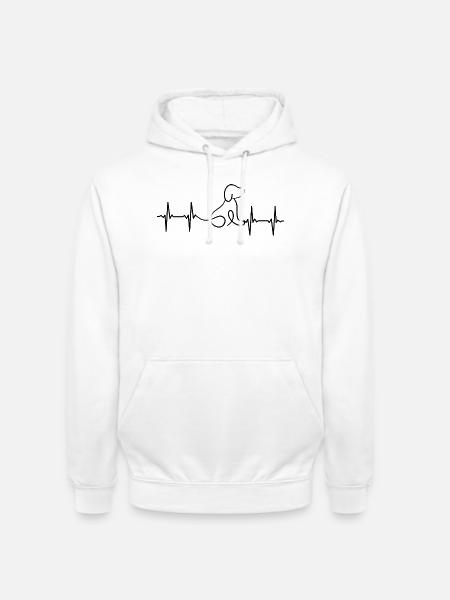 Hund EKG Herzschlag - Unisex Hoodie - Weiß