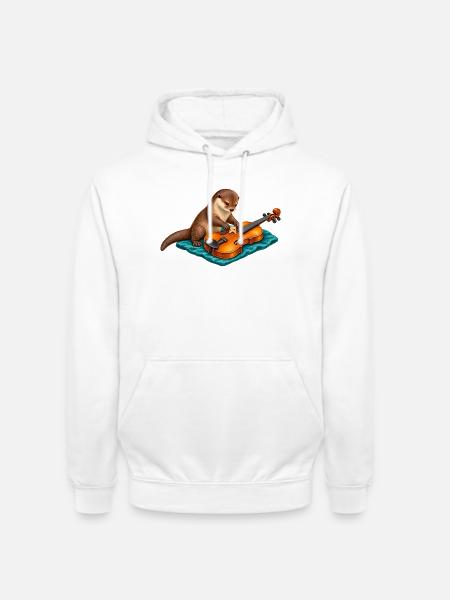 Otter repariert eine Geige - Unisex Hoodie - Weiß