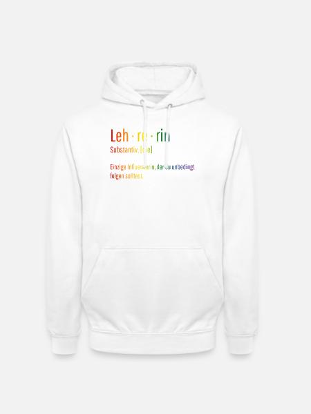 Lehrerin Substantiv Influencerin Lustig Geschenk - Unisex Hoodie - Weiß