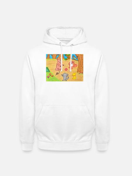Verspieltes Waldfreunde-Ballspiel - Unisex Hoodie - Weiß