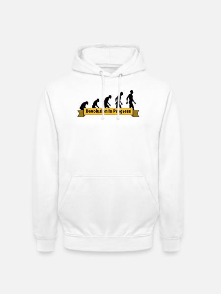 Devolution in Progress – Evolution Politik Satire - Unisex Hoodie - Weiß