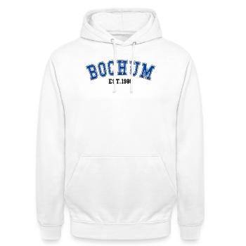 Bochum Fondé en 1986 - Sweat-shirt à capuche unisexe - blanc - Devant - AI Model Male 185 dark (185cm) & AI Model Female 172 dark (172cm)