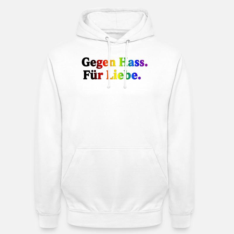 Against hate, for love – rainbow - Unisex Hoodie - white