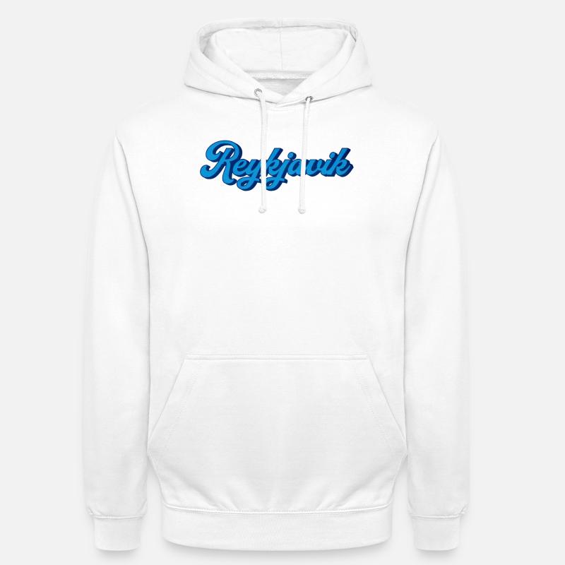 Reykjavik Blau Script Logo - Unisex Hoodie - Weiß