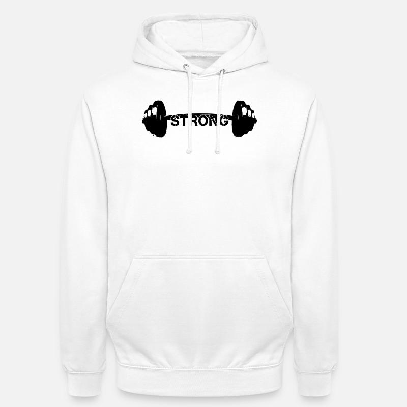 Hantel Strong Gewichte Gym - Unisex Hoodie - Weiß
