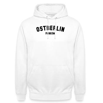 PANKOW - Unisex Hoodie - Weiß - Vorne - AI Model Male 185 dark (185cm) & AI Model Female 172 dark (172cm)