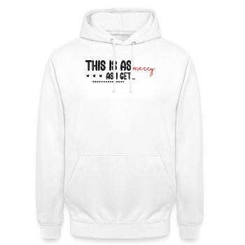 Logo Joyeux Rouge Script Sur Noir - Sweat-shirt à capuche unisexe - blanc - Devant - AI Model Male 185 dark (185cm) & AI Model Female 172 dark (172cm)