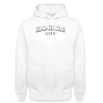 Ville de Hambourg - Sweat-shirt à capuche unisexe - blanc - Devant - AI Model Male 185 dark (185cm) & AI Model Female 172 dark (172cm)