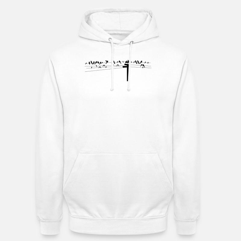 Vögel sitzen gemeinsam auf einer Stromleitung - Unisex Hoodie - Weiß