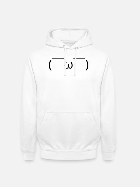 Satisfied emote ( ̄ω ̄) relaxed grin - Unisex Hoodie - white