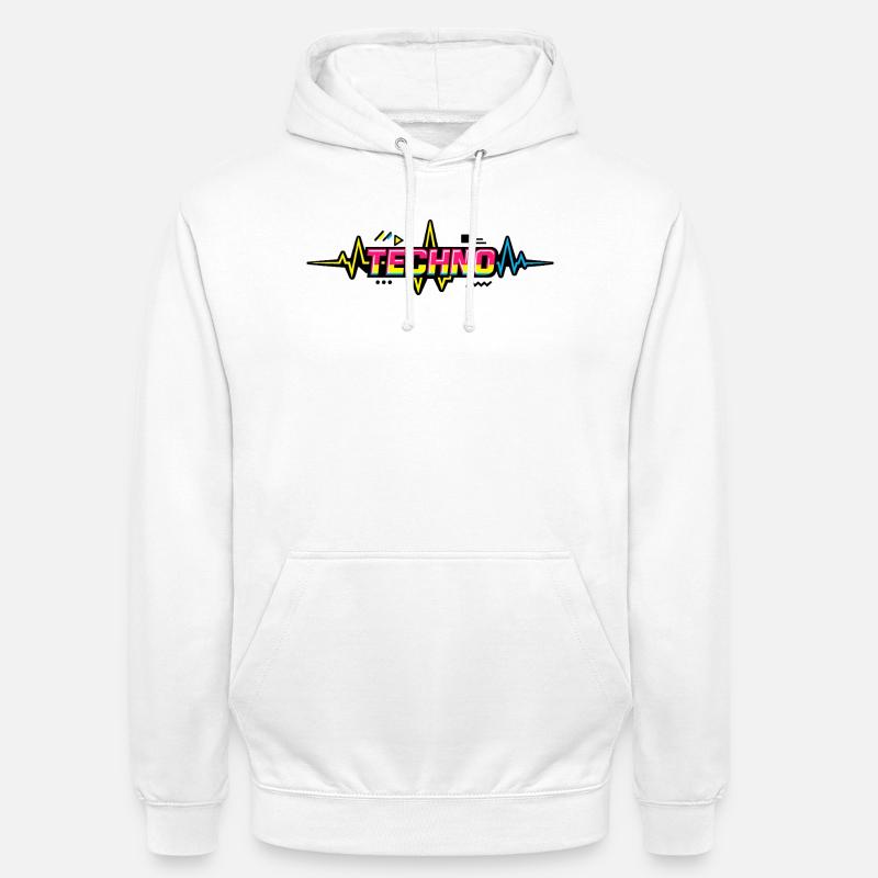 Techno Neon Pulse - Sweat-shirt à capuche unisexe - blanc