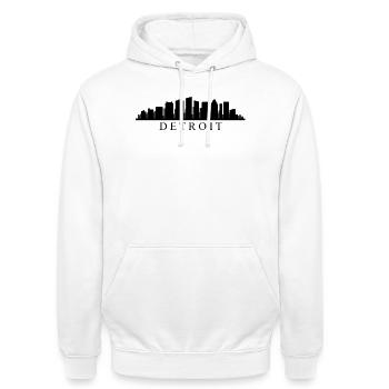 Silhouette de Detroit - Sweat-shirt à capuche unisexe - blanc - Devant - AI Model Male 185 dark (185cm) & AI Model Female 172 dark (172cm)