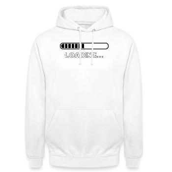 Chargement - Sweat-shirt à capuche unisexe - blanc - Devant - AI Model Male 185 dark (185cm) & AI Model Female 172 dark (172cm)
