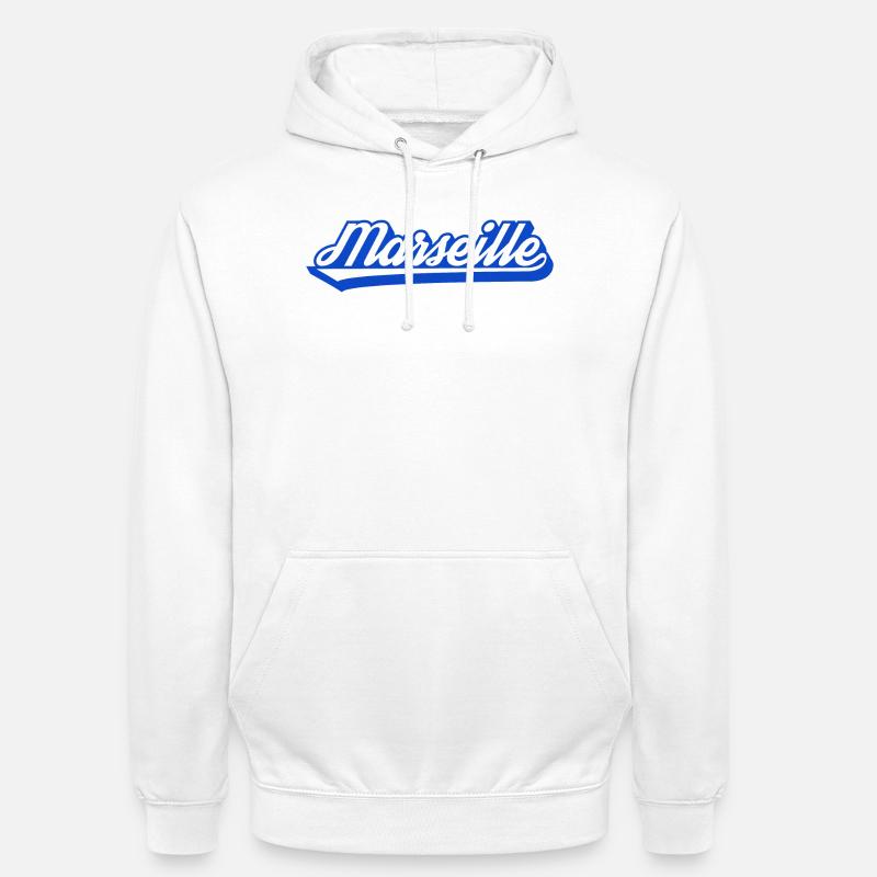 Marseille Rétro Blue Script - Sweat-shirt à capuche unisexe - blanc