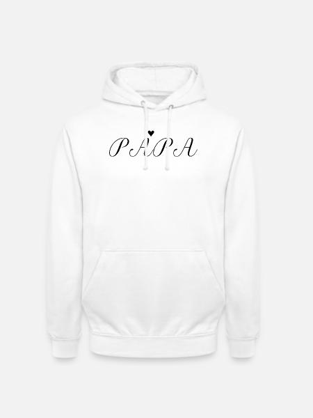 Papa Herz Elegante Typografie - Unisex Hoodie - Weiß