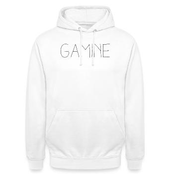 Gamine - Idée cadeau original femme - Sweat-shirt à capuche unisexe - blanc - Devant - AI Model Male 185 dark (185cm) & AI Model Female 172 dark (172cm)