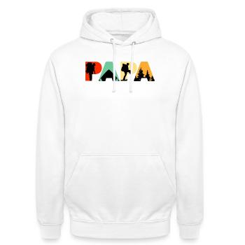Papa Camping Hiking Retro Vintage Silhouette - Unisex Hoodie - white - Front - AI Model Male 185 dark (185cm) & AI Model Female 172 dark (172cm)