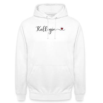 Kollegin mit Herz - Unisex Hoodie - Weiß - Vorne - AI Model Male 185 dark (185cm) & AI Model Female 172 dark (172cm)