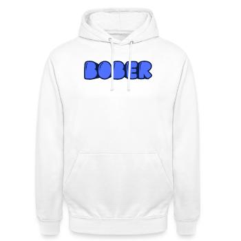 Bober - Unisex Hoodie - Weiß - Vorne - AI Model Male 185 dark (185cm) & AI Model Female 172 dark (172cm)