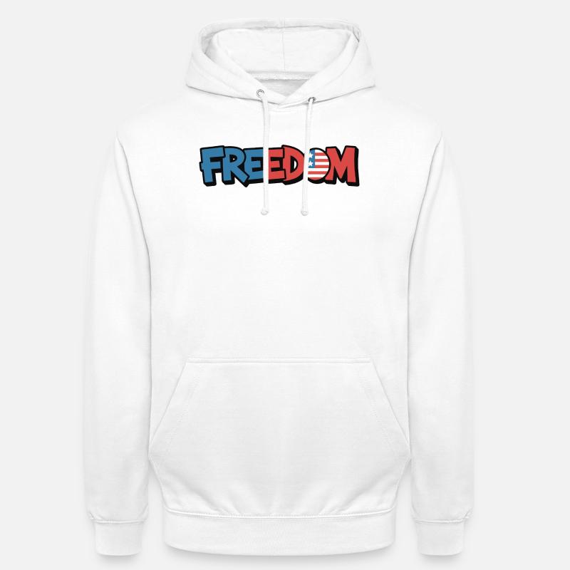 Freedom Typografie Statement Design - Unisex Hoodie - Weiß