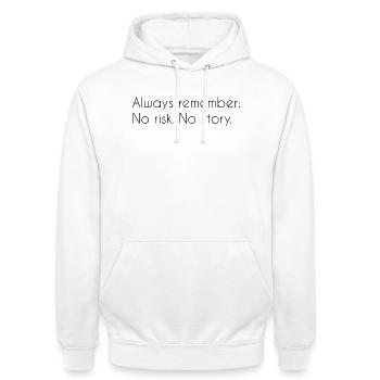 Dicton motivant - Sweat-shirt à capuche unisexe - blanc - Devant - AI Model Male 185 dark (185cm) & AI Model Female 172 dark (172cm)