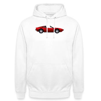 ROTER SPORTWAGEN - Unisex Hoodie - Weiß - Vorne - AI Model Male 185 dark (185cm) & AI Model Female 172 dark (172cm)