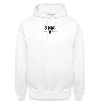Palm Tree Icon Line - Unisex Hoodie - white - Front - AI Model Male 185 dark (185cm) & AI Model Female 172 dark (172cm)