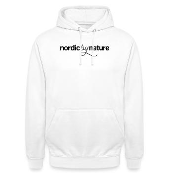 nordic by nature - Unisex Hoodie - Weiß - Vorne - AI Model Male 185 dark (185cm) & AI Model Female 172 dark (172cm)